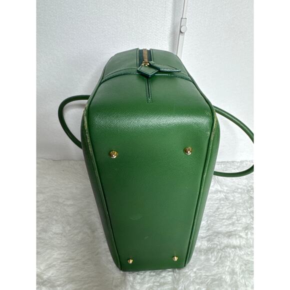 Vintage Retro Foxey Green leather bag 2 top handles zip around closure - Picture 9 of 13